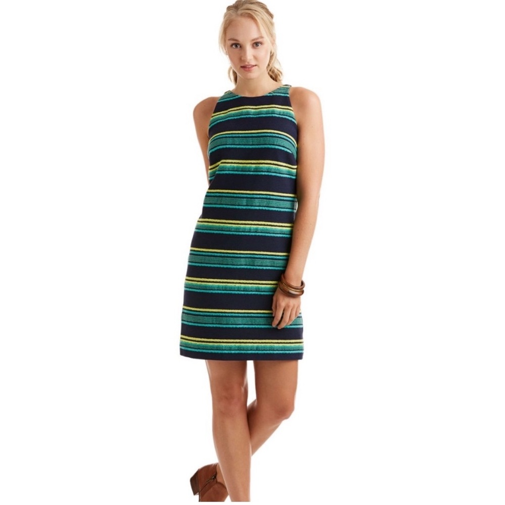 Vineyard Vines‎ Deep Bay Striped Jacquard Shift Dress Size 12 Sleeveless Casual